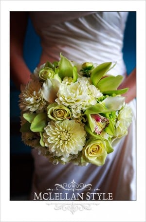 Green and White Wedding Bouquet