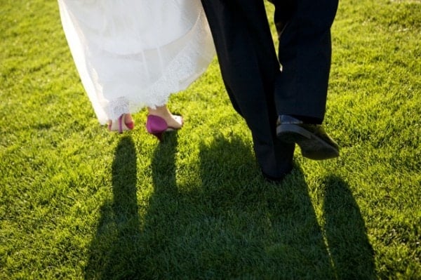 Green Wedding with Pink Shoes