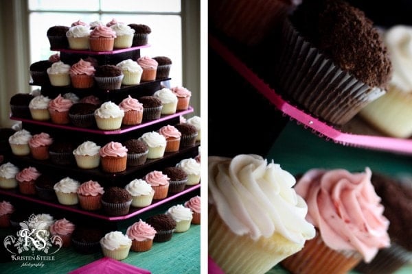 Pink and Brown Wedding Cupcake Tower