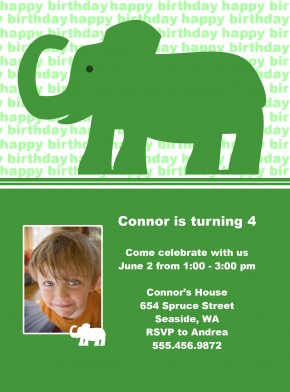 Elephant Birthday Invitation
