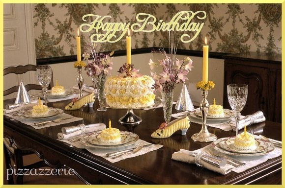 Yellow Happy Birthday Luncheon Table