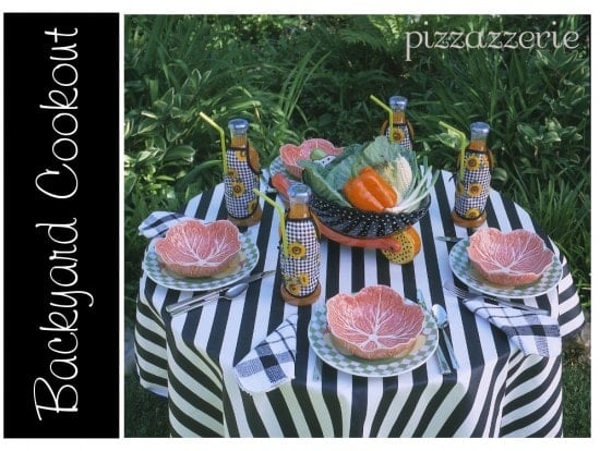 Black and White Backyard Cookout Table