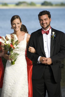 Coral Wedding Bride and Groom