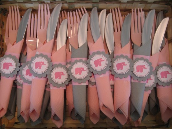 silverware Elephant Baby Shower Forks with Toppers