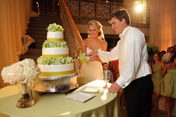 Green and White Wedding Cake