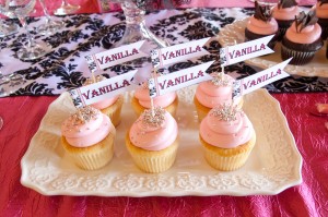 Vanilla Cupcakes with cupcake flags 