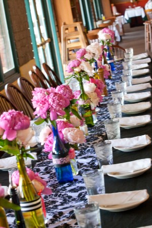 Table Setting Pink and Blue Long Table
