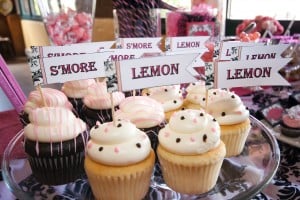 Lemon and Smore Cupcakes with cupcake flags