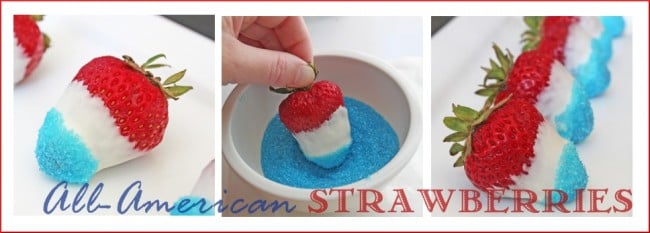 Red, White, and Blue Chocolate Covered Strawberries Dessert
