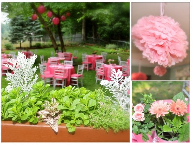 pink garden bridal shower pictures