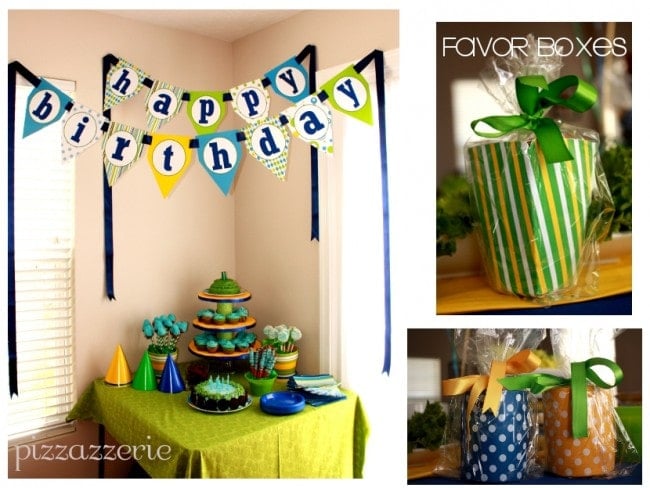 blue green yellow birthday party