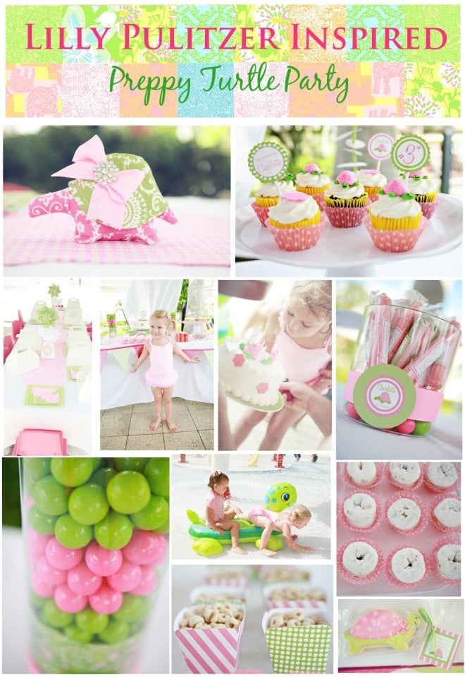 Lilly Pulitzer Inspired Preppy Turtle Girl's Birthday Party Pictures