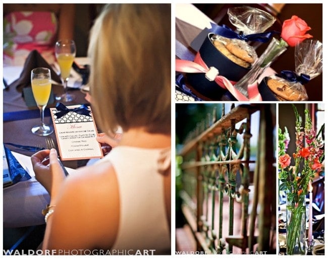 navy coral bridesmaid luncheon