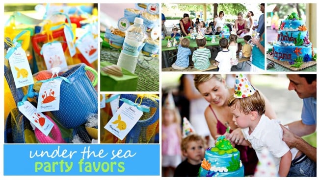 under the sea blue and green bucket party favors