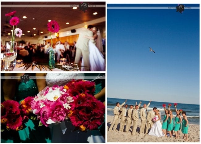 sea shore wedding pink teal