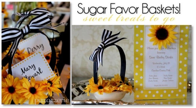 sugar favor baskets for sunflower luncheon party