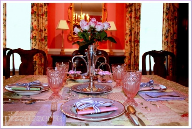 pink and purple birthday luncheon table