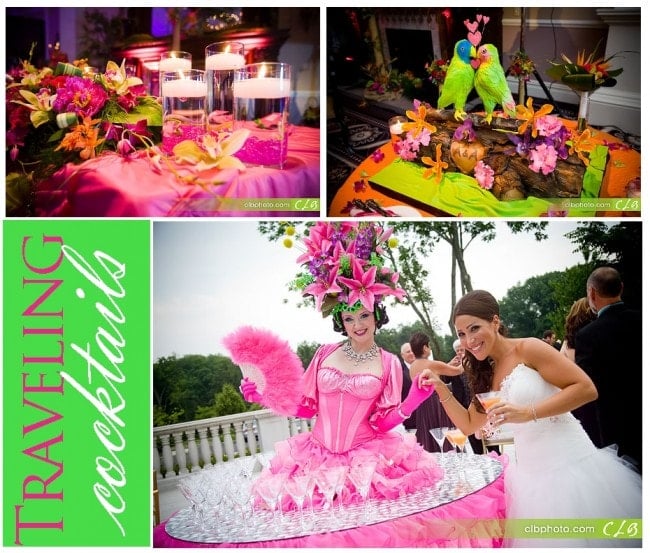 Cocktail Table Model at Tropical Wedding