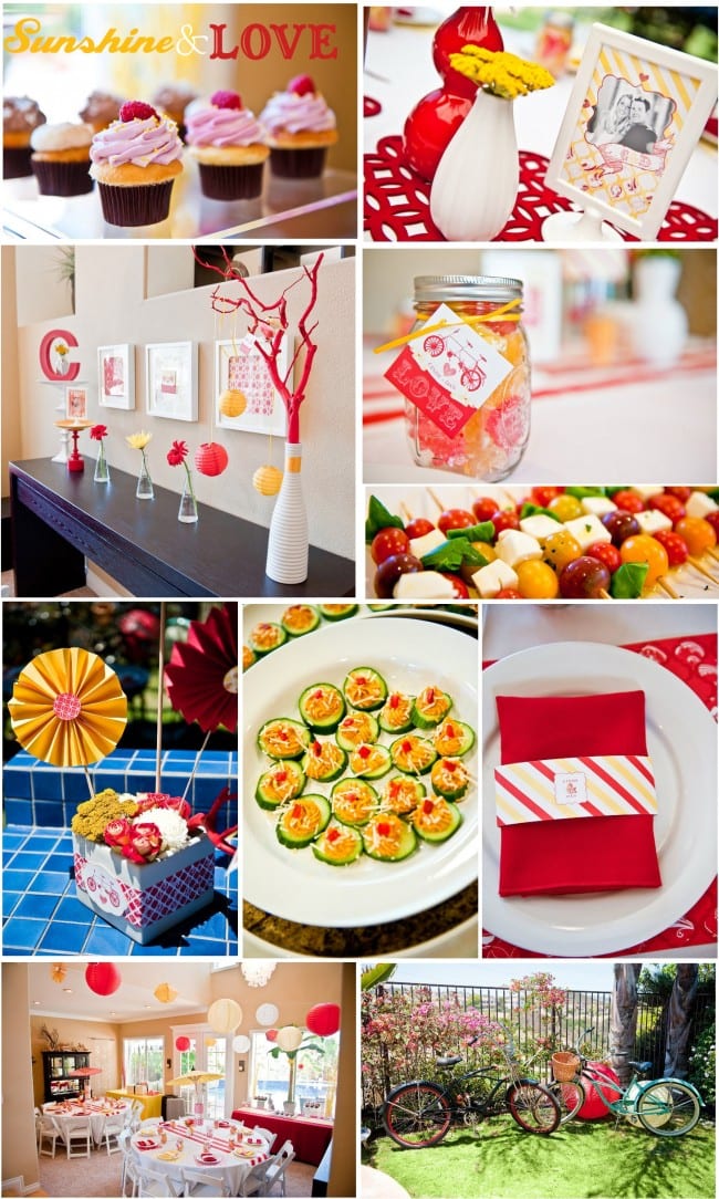 sunshinelove red and yellow sunshine bridal shower by hostess with the mostess
