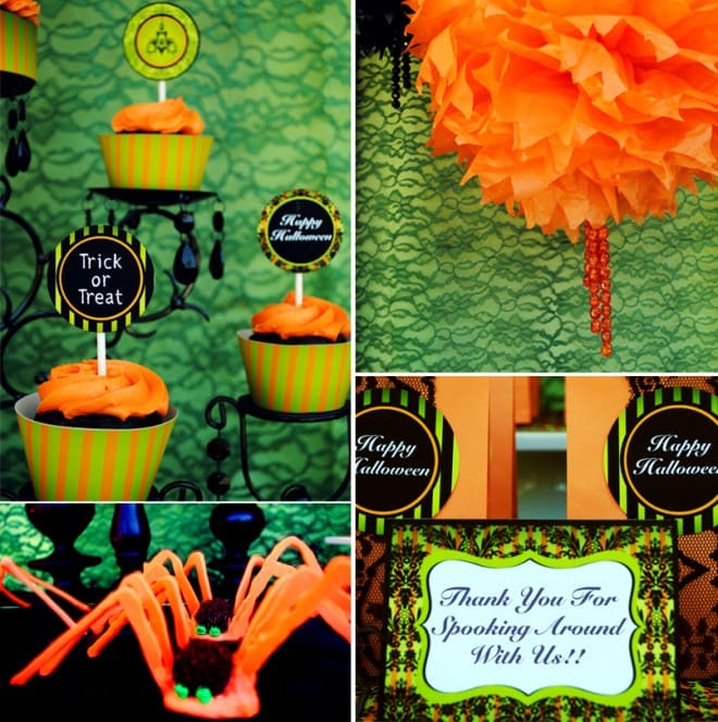 green orange halloween party printables