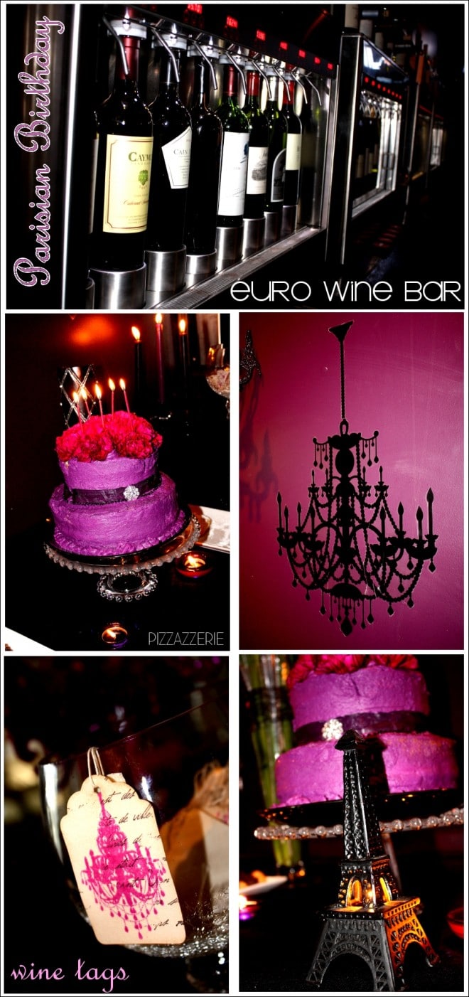 Black and Purple Parisian Birthday Party Chandeliers