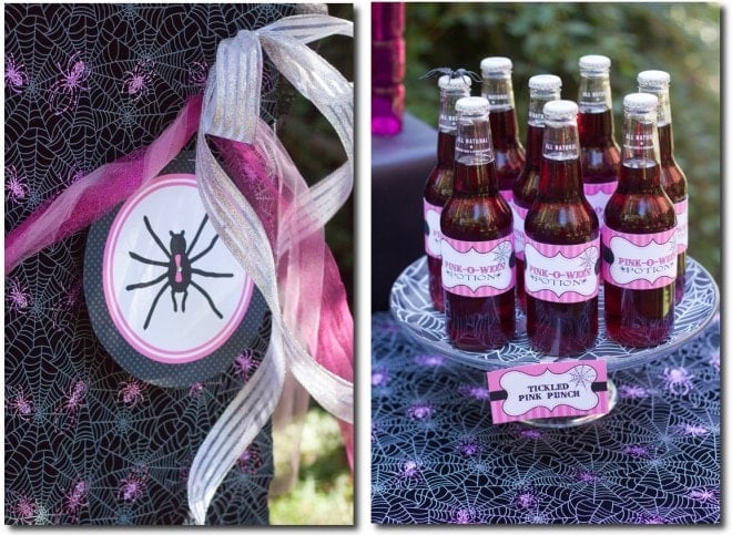 PinkOWeen1 pink spider banner and bottle labels for halloween pinkoween party