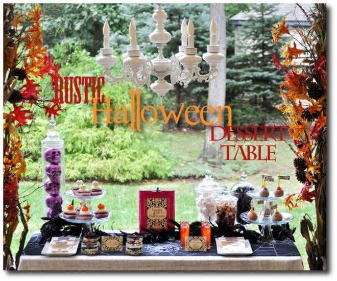 rustic halloween dessert table