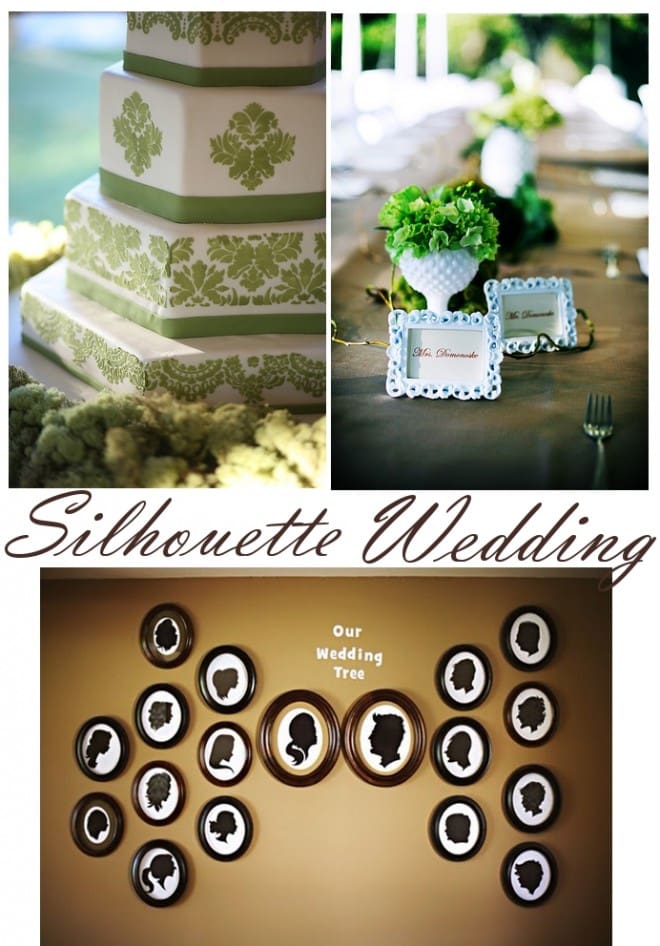green and white silhouette wedding in texas
