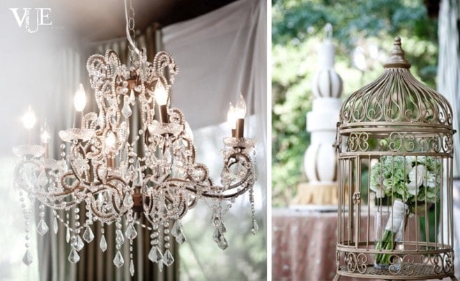wedding chandelier and birdcage