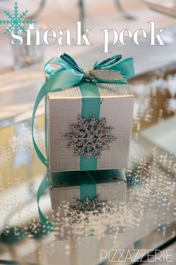 silver teal snowflake gift box