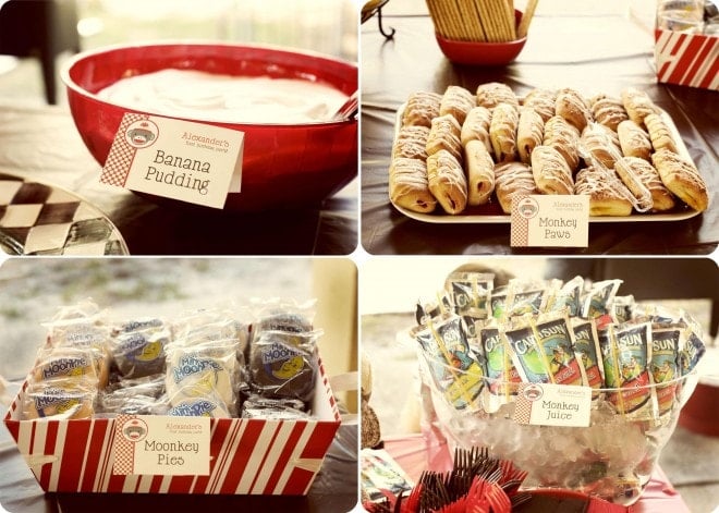 vintage sock monkey birthday party foods