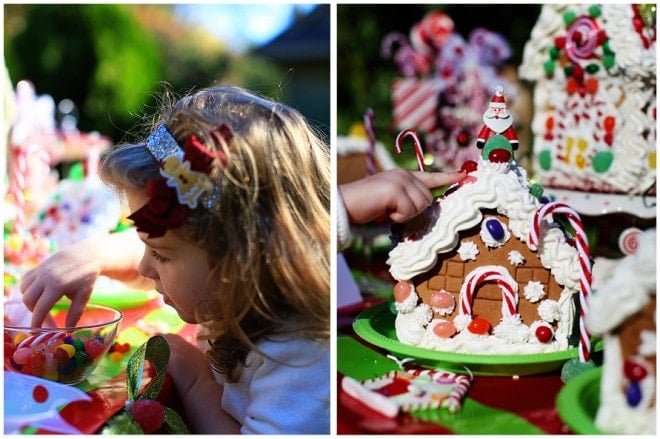 decorate children's party of gingerbread houses little girl