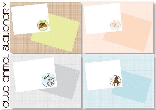 animal notecards for children