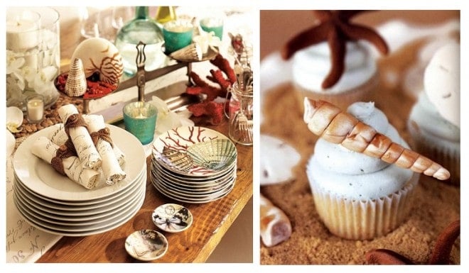 nautical cupcakes and party dishes