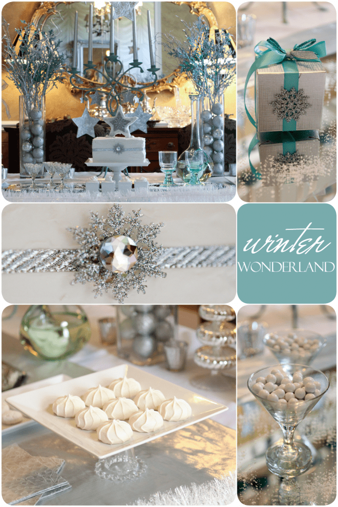 winter_wonderland teal white winter wonderland party tablescape