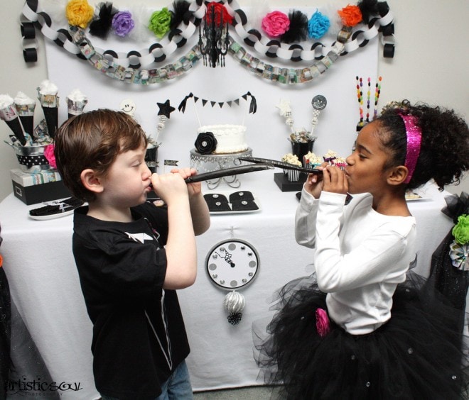 children at new years party