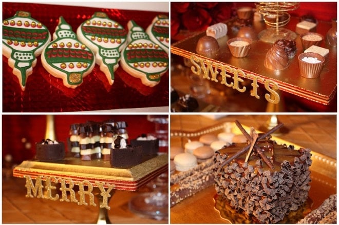 christmas holiday treats on dessert table