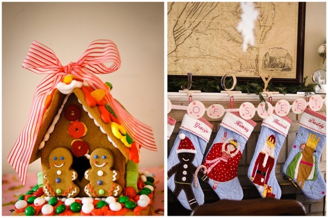 gingerbread house and stockings