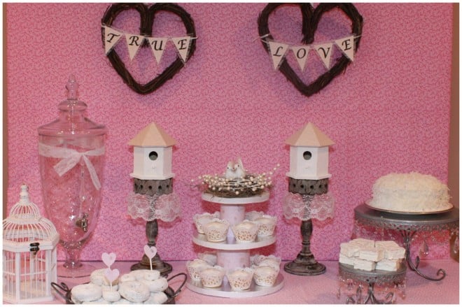 love birds bridal shower tablescape