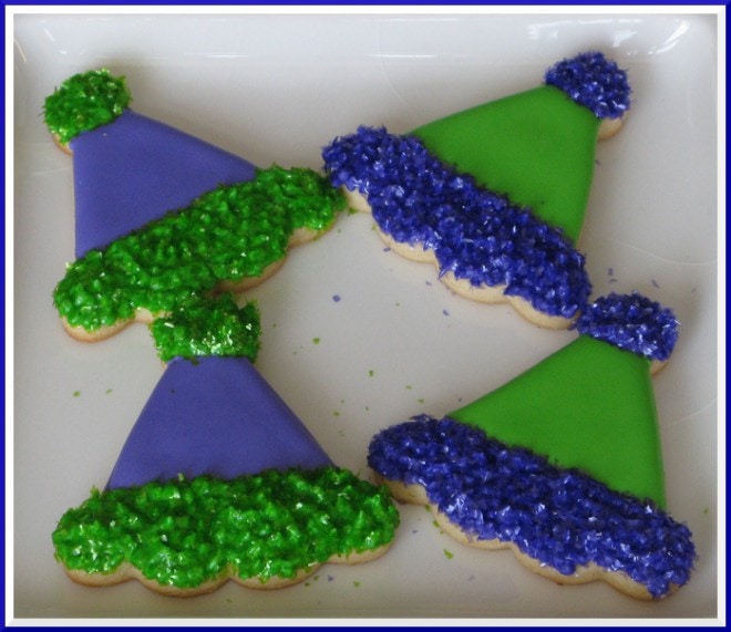 new year's party hat cookies