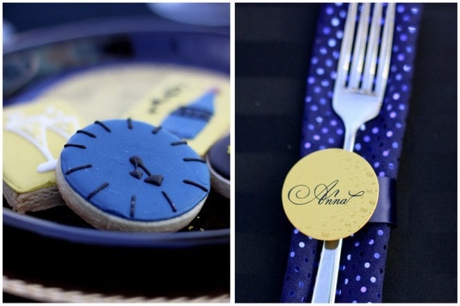 new years eve place cards and cookies