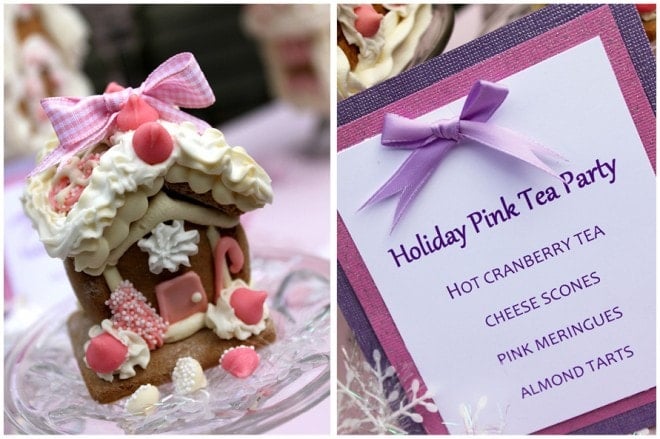 pink gingerbread house tea party menu