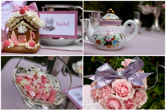 pink gingerbread house tea party