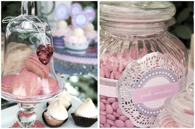 pink candy and macaroons