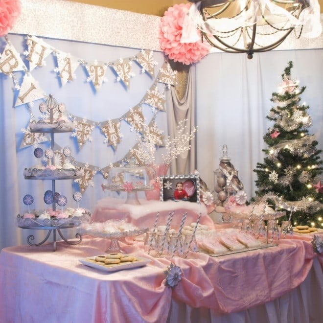 winter wonderland snow 1st birthday party
