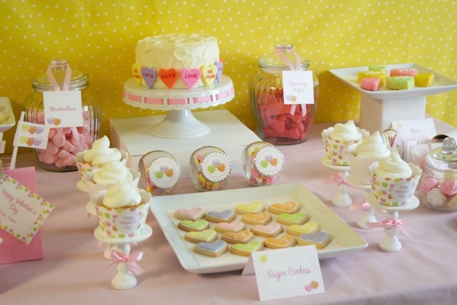 conversation hearts valentine's table