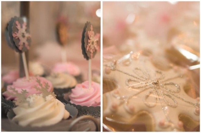 snowflake cookies and cupcake toppers