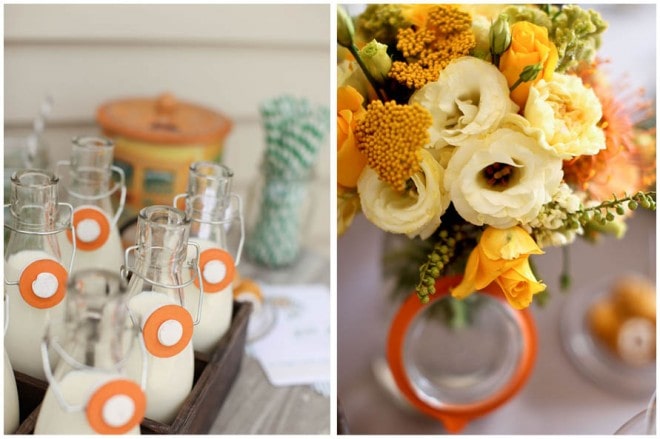 milk glass bottles party