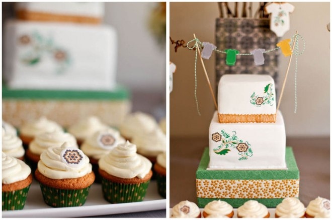 baby shower cake and cupcakes
